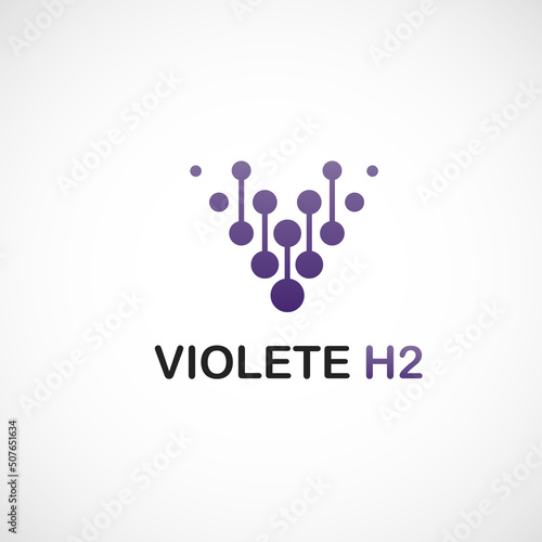 Violete hydrogen H2 logo design