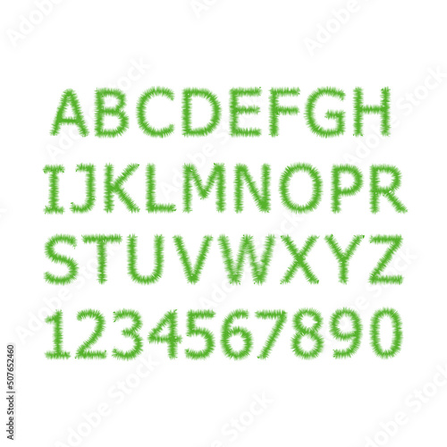 Green vector letters, numbers, symbols, Font contains graphic style