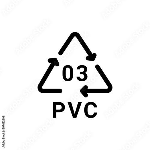 Plastic recycling code PVC line icon. Consumption code.