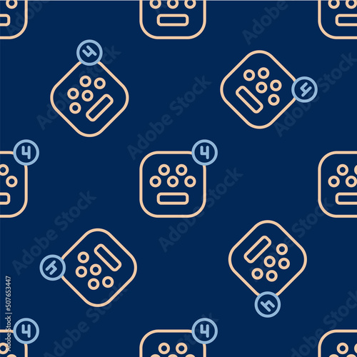 Line Taxi mobile app icon isolated seamless pattern on blue background. Mobile application taxi. Vector