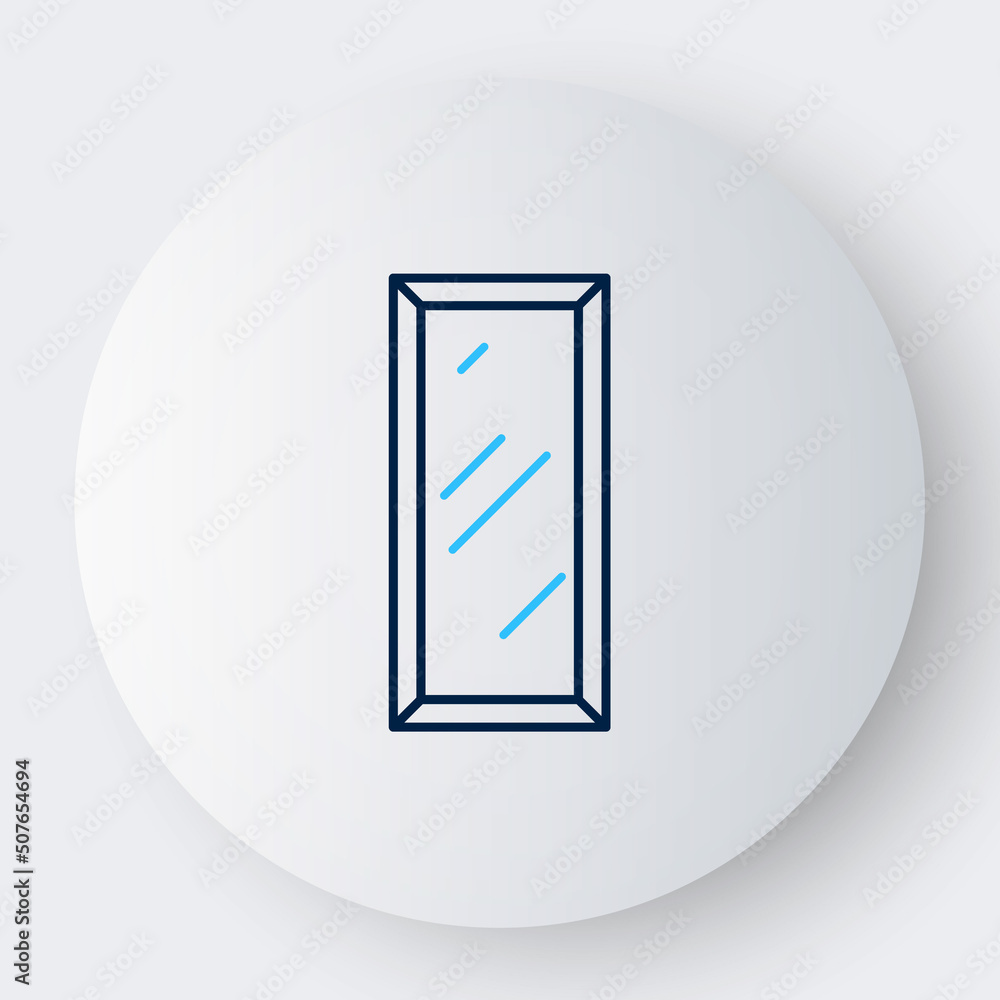 Line Big full length mirror for bedroom, shops, backstage icon isolated on white background. Colorful outline concept. Vector Line Big full length mirror for bedroom, shops, backstage icon isolated on white background. Colorful outline concept. Vector