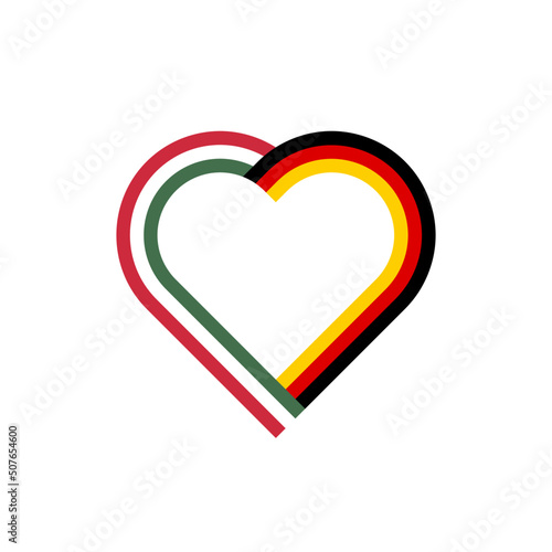 unity concept. heart ribbon icon of hungary and germany flags. vector illustration isolated on white background