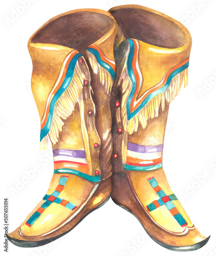 Native American moccasin boots photo