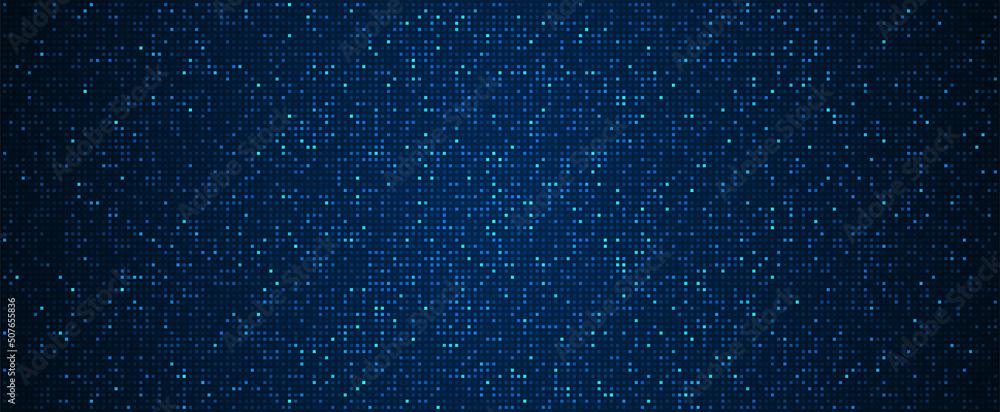 Digital technology background. Digital data square blue pattern pixel background - obrazy, fototapety, plakaty 