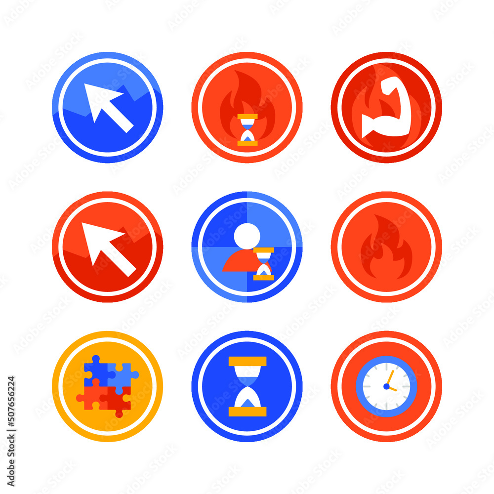 Time Success Circle Icons Set. Vector Illustration of Business Sign. Time Success Circle Icons Set. Vector Illustration of Business Sign.