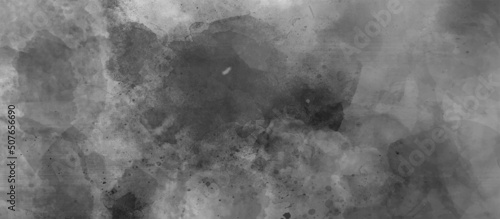 Grey watercolor grungy textured on white paper with splatter background illustration. White painted cement wall texture. Old grunge textures with scratches and cracks. Graphite sandstone wall grunge.