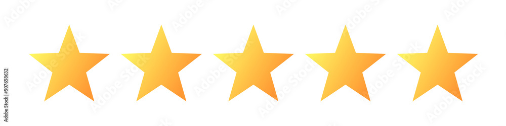 Five golden stars product rating review icon vector image. Five golden stars product rating review icon vector image.