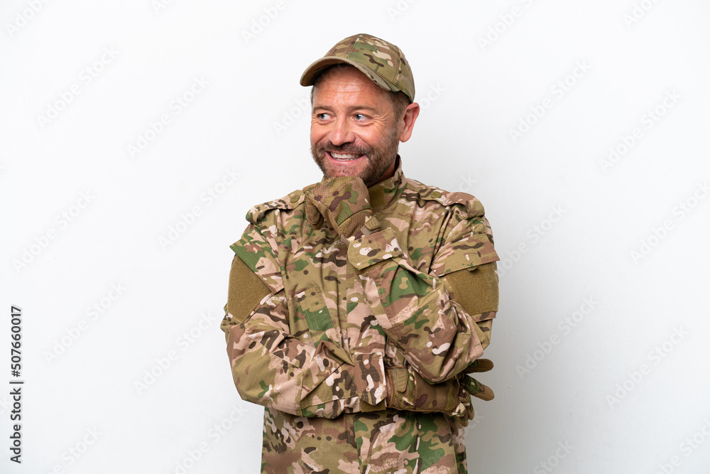 Military man isolated on white background looking to the side Military man isolated on white background looking to the side