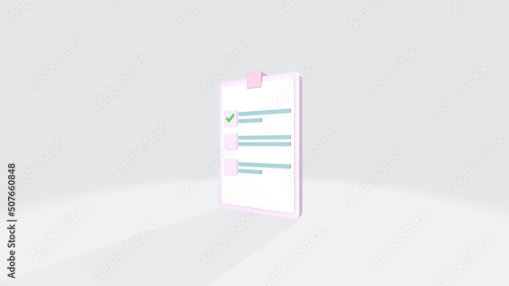 3D clipboard on grey background, notepad icon. side view.3d render illustration.Checklist, complete tasks, to-do list, survey, exam concepts. Premium quality. 3D illustration. 3D clipboard on grey background, notepad icon. side view.3d render illustration.Checklist, complete tasks, to-do list, survey, exam concepts. Premium quality. 3D illustration.