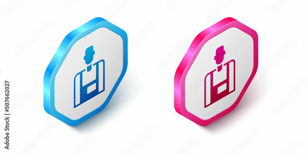 Isometric Seller icon isolated on white background. Hexagon button. Vector Isometric Seller icon isolated on white background. Hexagon button. Vector