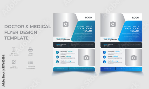 Medical flyer design. Creative healthcare vector flyer concept with dynamic poster template in A4 size