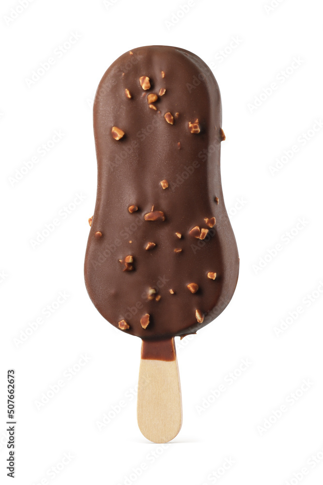 Chocolate popsicle ice cream isolated on white. Chocolate popsicle ice cream isolated on white.