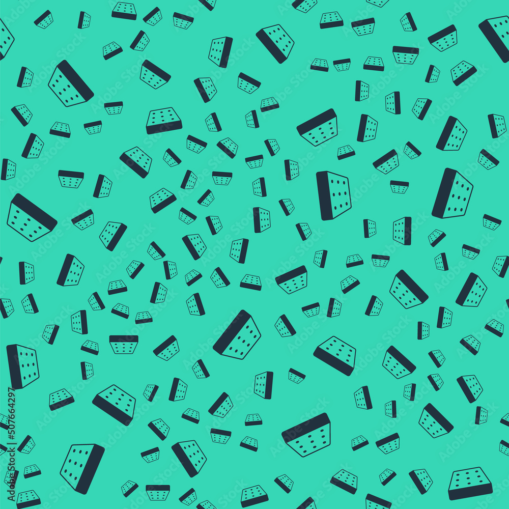 Black Mattress icon isolated seamless pattern on green background. Padded comfortable sleeping bed mattress. Vector Black Mattress icon isolated seamless pattern on green background. Padded comfortable sleeping bed mattress. Vector