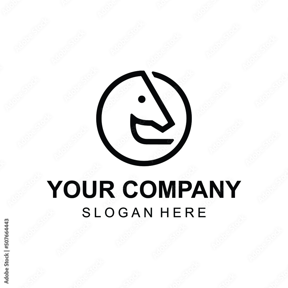 Obraz premium Abstract linear horse logo design vector