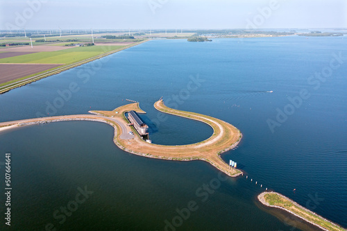 Aerial from the tulip island near Zeewolde in the Netherlands photo