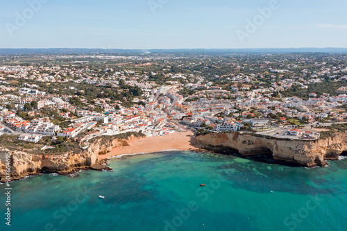 Aerial from the historical village Carvoeiro in the Algarve Portugal © Nataraj