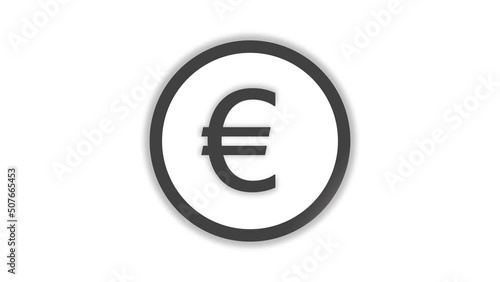 Aminated Euro icon. European EUR symbol isolated on white background. Money, currency. photo