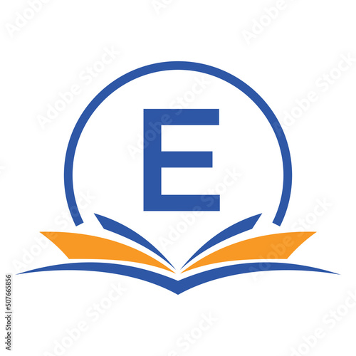Letter E Education Logo Book Concept. Training Career Sign, University, Academy Graduation Logo Template Design