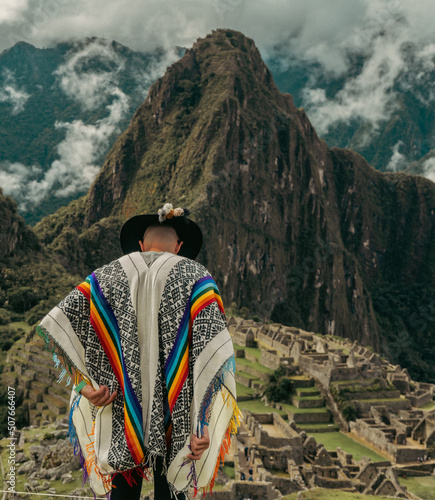 Tableau sur toile Tourist photography in Machu Picchu