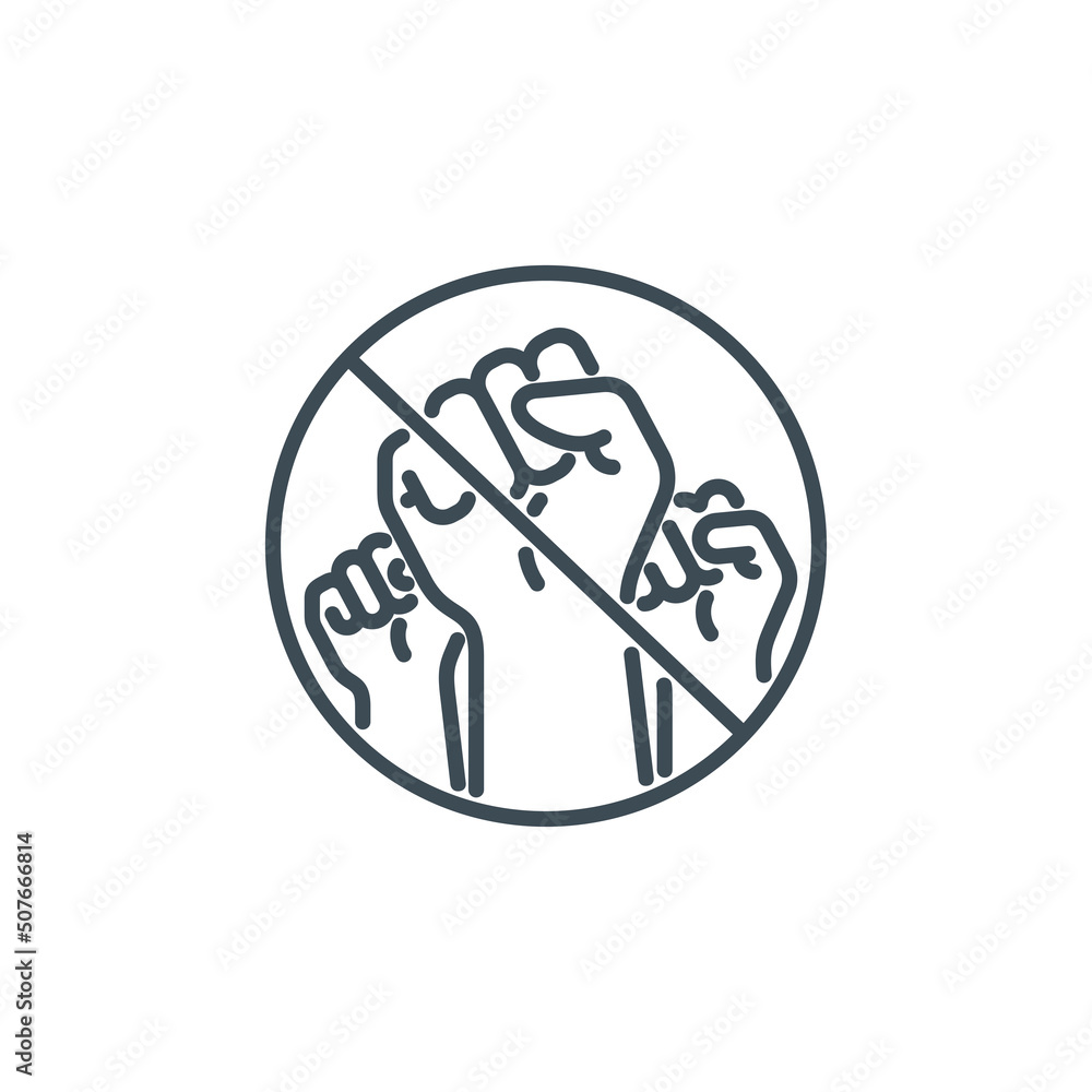 raised up fist in protest no war single line icon isolated on white. Perfect outline symbol raised up fist in revolution riot. freedom power design element with editable Stroke.People rights line icon raised up fist in protest no war single line icon isolated on white. Perfect outline symbol raised up fist in revolution riot. freedom power design element with editable Stroke.People rights line icon