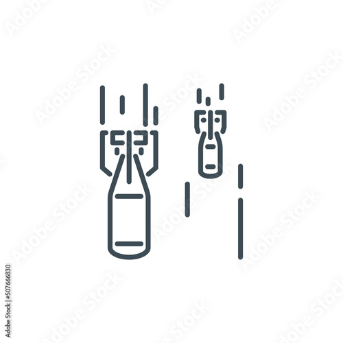 Fotografie bombing with atomic aerial bombs single line icon isolated on white