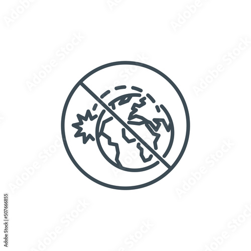 nuclear explosion on planet earth after missile rocket attack single outline icon isolated on white. outline symbol rocket attacks. design element war with editable thin line stroke. strike pictogram