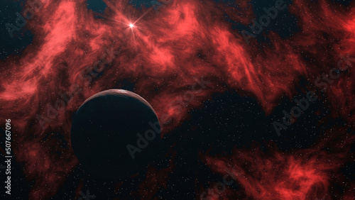 Marvelous colorful abstraction Planet Earth rotation in space with billions of stars, light and colorful flashes on the background. Animation. Astronomical background of the Earth photo