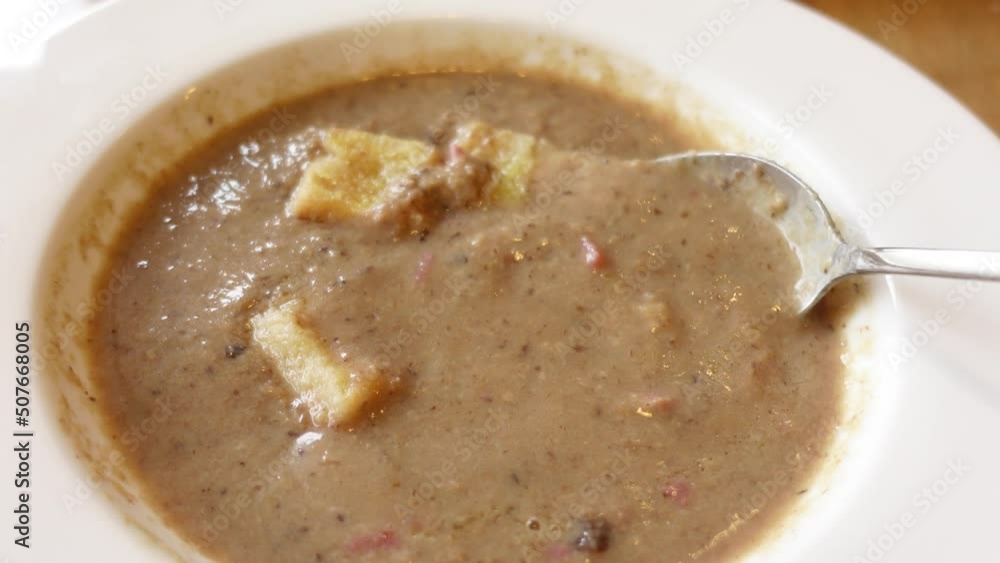 A bowl of cream of mushroom soup A bowl of cream of mushroom soup