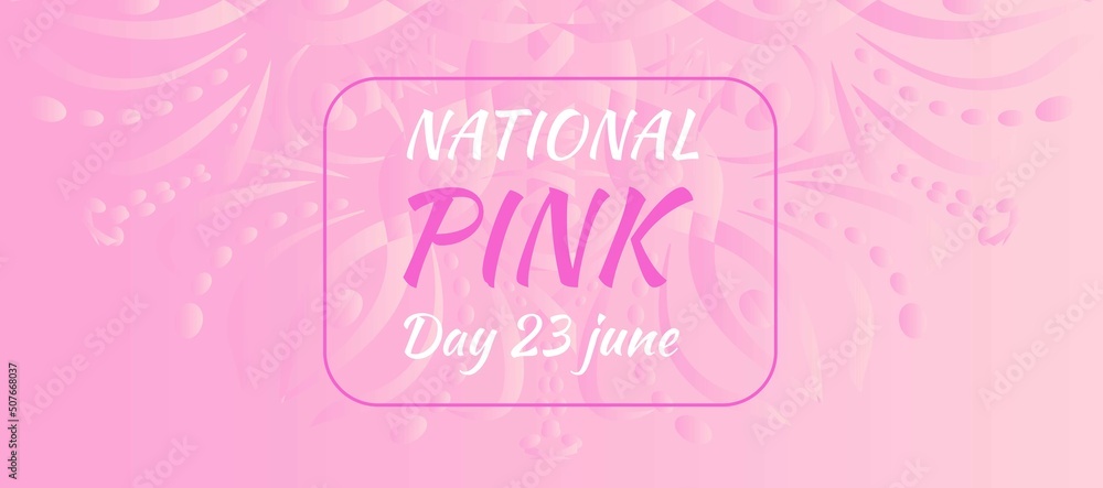 Banner for National Pink Day. Design in white and pink color with abstract hearts. Can be add text. 