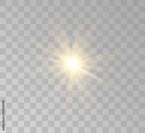 Transparent yellow sunlight special lens flash light effect. Front solar flare lenses	