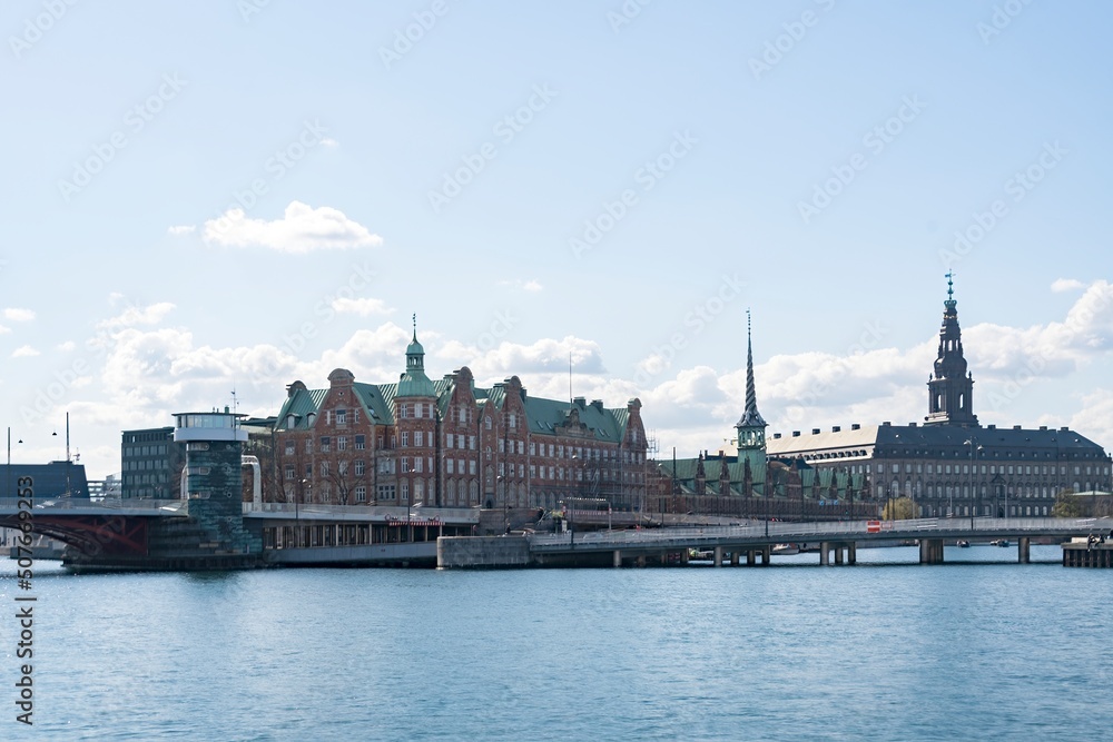 Waterside scenery in Copenhagen, the capital city of Denmark