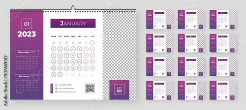 Modern, simple and minimal desk calendar template 2023