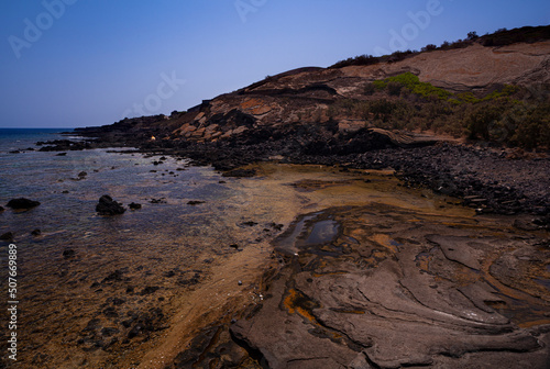 View of the lava beach of Linosa Called Mannarazza