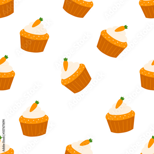 Seamless pattern carrot cake vector illustration