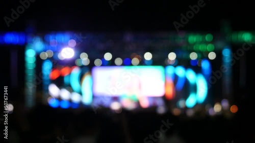 Defocused view of The audience cheered, rock music, pop music, slow music, rap music show