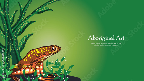 Frog aboriginal dot art banner background