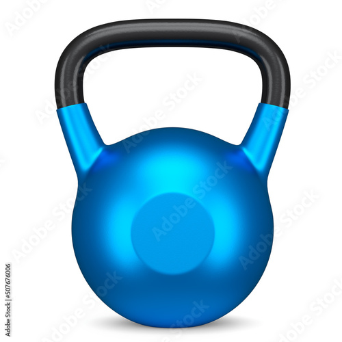 Fototapeta Naklejka Na Ścianę i Meble -  Heavy gym blue kettlebell for workout isolated on white background