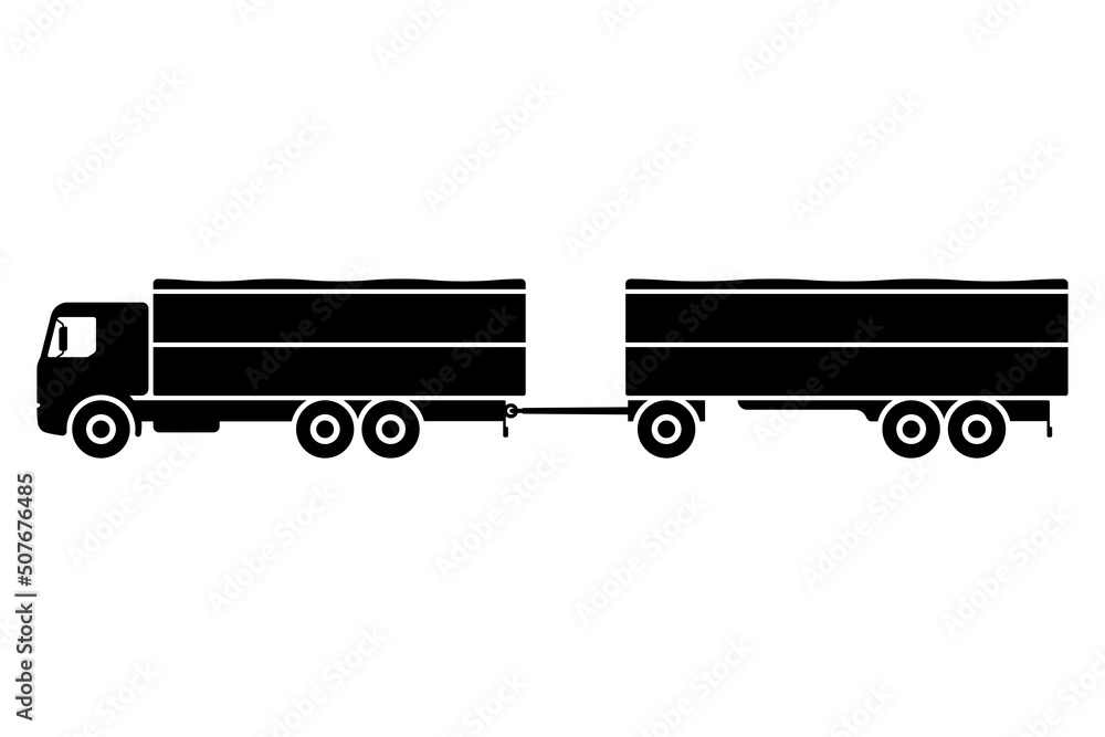 Grain truck icon. Black silhouette. Side view. Vector simple flat graphic illustration. Isolated object on a white background. Isolate. Grain truck icon. Black silhouette. Side view. Vector simple flat graphic illustration. Isolated object on a white background. Isolate.