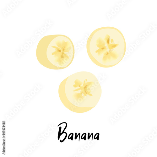 Banana slice illustration isolated on white background