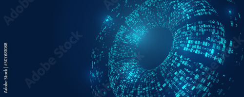 Big data visualization. Algorithm or machine learning illustration. Abstract binary code. Binary data. Technological background decryption and encryption of information.