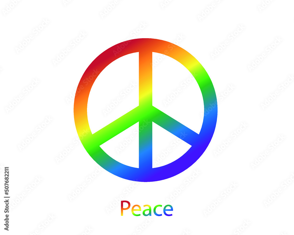 Peace symbol with rainbow colors which is a symbol of peace. flat style on white background. Peace symbol with rainbow colors which is a symbol of peace. flat style on white background.
