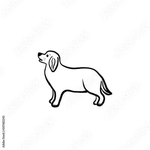 dog with bone  Sketch dog  black and white dog