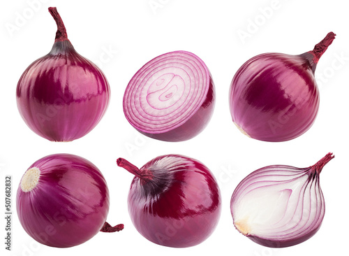Leinwand Poster red onion isolated on white background, clipping path, full depth of field