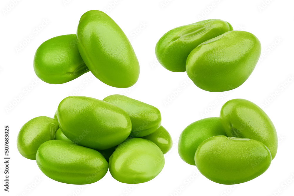 edamame, green beans, isolated on white background, clipping path, full depth of field edamame, green beans, isolated on white background, clipping path, full depth of field