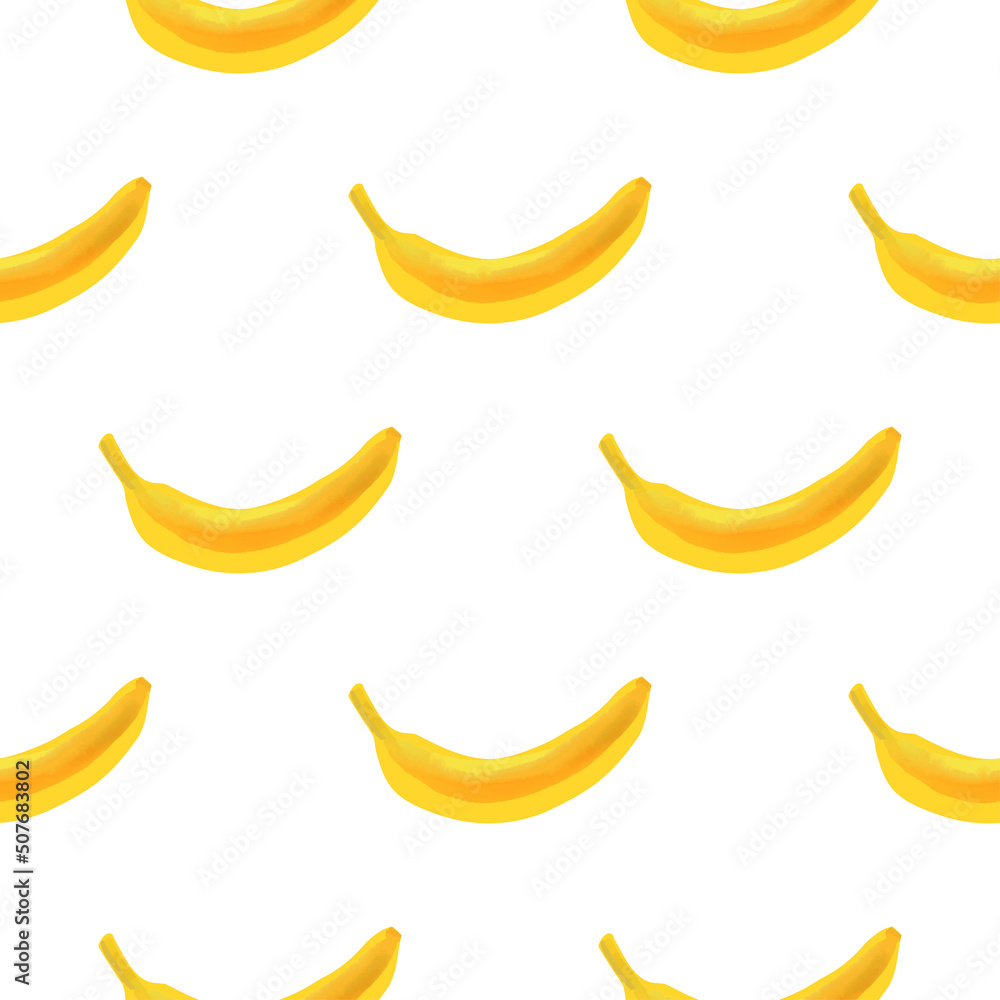 Seamless pattern with banana illustration on white background