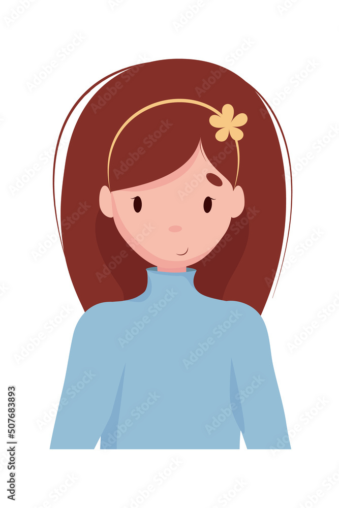 Vector portrait of a cute girl avatar in flat style.Avatar concept. Character Vector portrait of a cute girl avatar in flat style.Avatar concept. Character