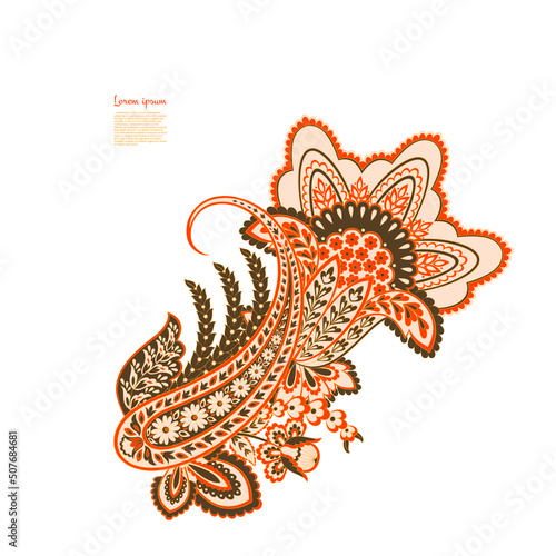 Vector Paisley pattern in floral indian style