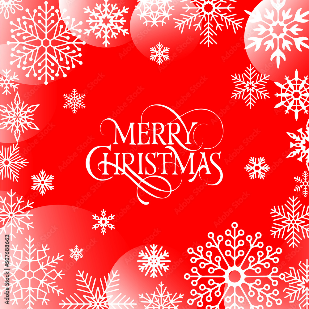 christmas greeting card, white outline drawing on red background