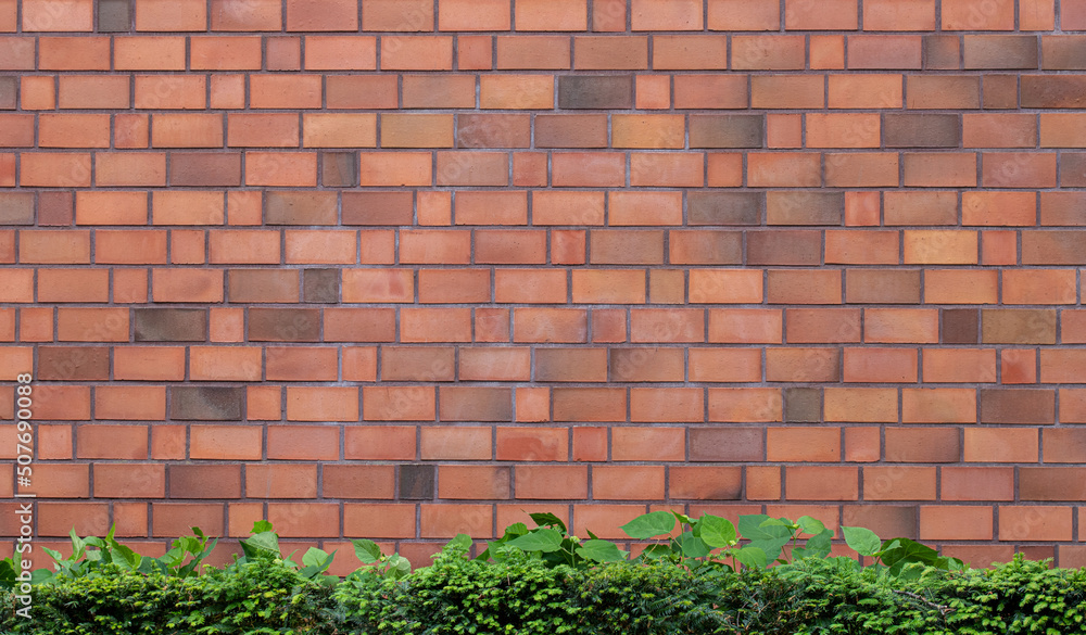 texture of old red brick wall background	
