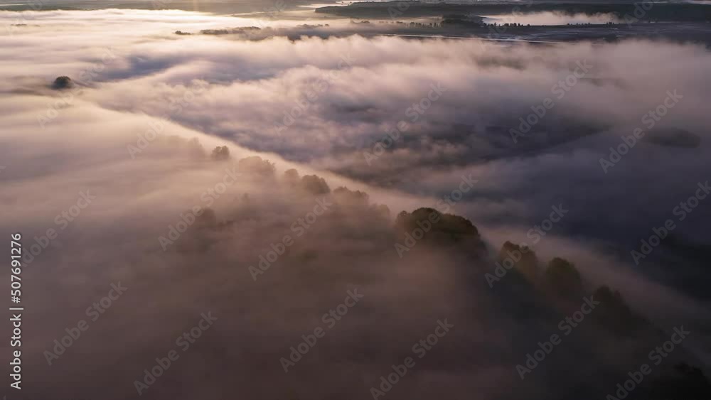 The drone flies over the fog and removes the fog The drone flies over the fog and removes the fog